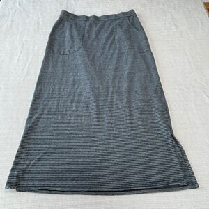 Prana Hemp Organic Cotton Striped Maxi Skirt Charcoal Grey Small W31190705